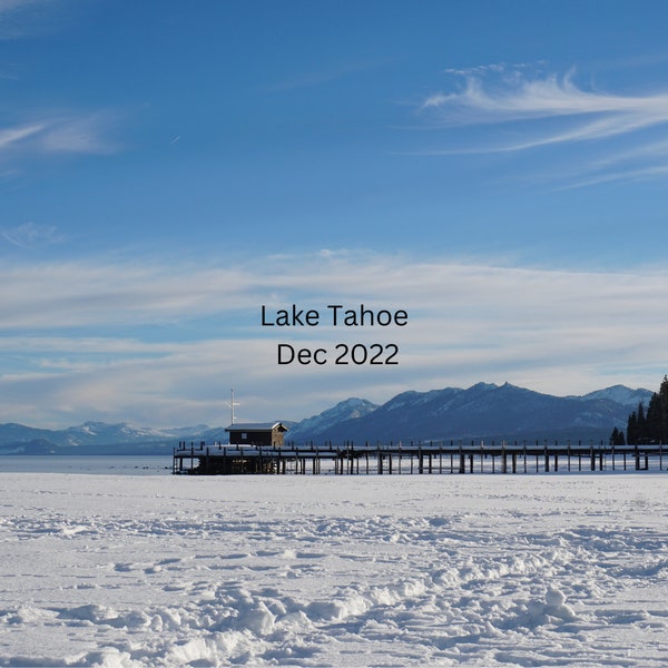 Lake Tahoe Winterscape, Mountain and Lake Landscape Photography, digital download, wall art