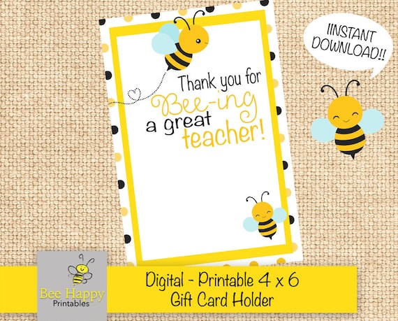 Thanks for bee-ing a great teacher Printable Teacher Gift | Etsy