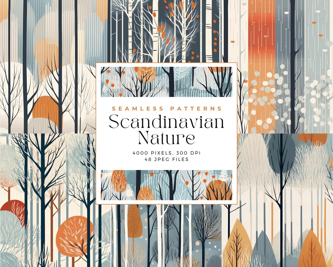 Scadinavian Nature Seamless Pattern Paper, Seamless Nature Floral ...