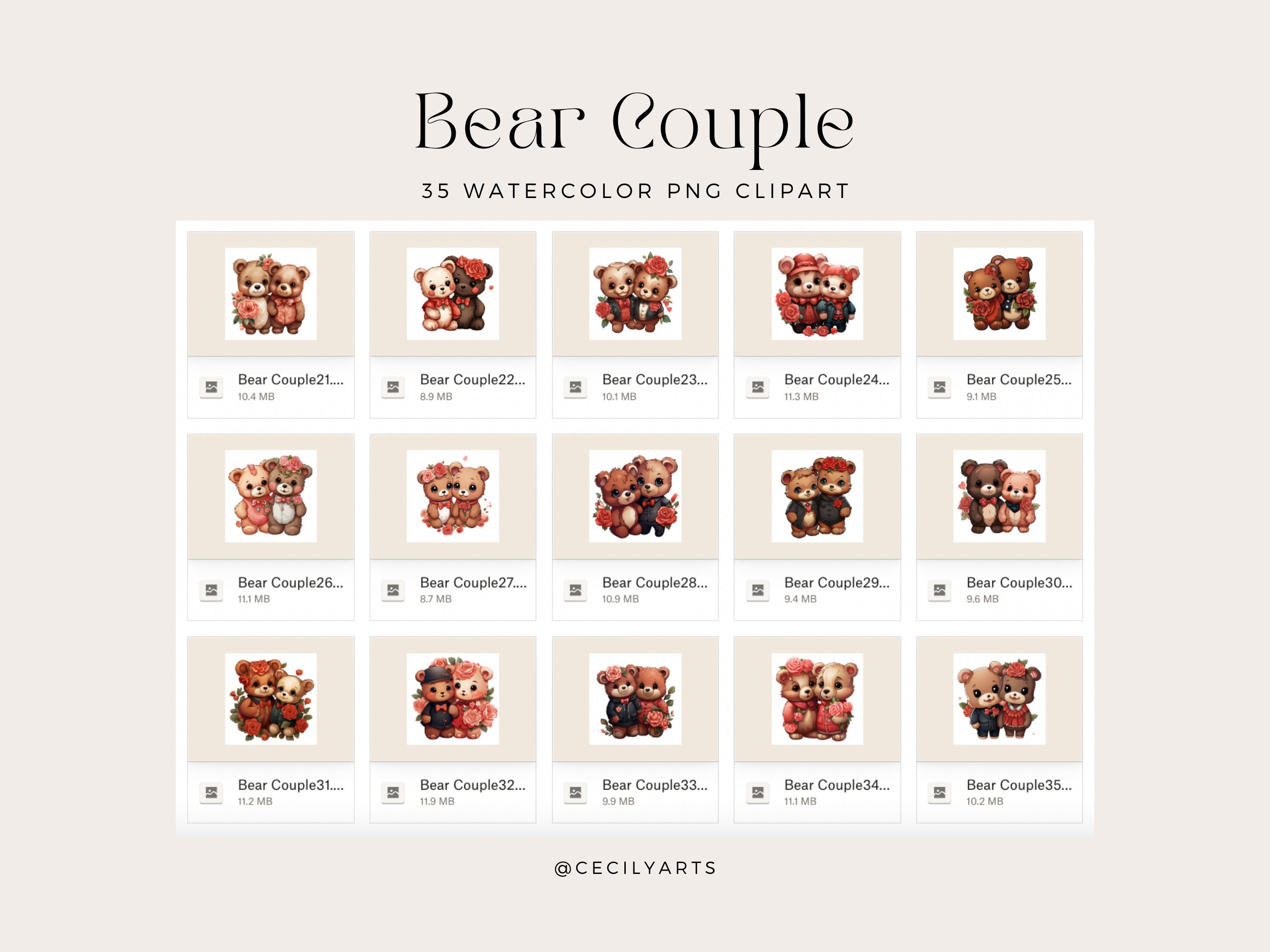 Valentine Bear Couple Clipart | Romantic Teddy Bear Pngs for Cards ...