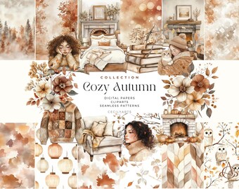Cozy Autumn Clipart: Cottagecore Planner Graphics (Commercial License)