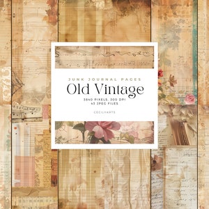 Página de diario basura con girasoles vintage, kit de diario basura, descarga digital en formato JPG, papel decorativo, páginas de diario basura, uso comercial