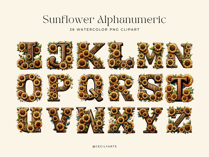 Sunflower Clipart Letter Sunflower Png Sunflower, Floral Alphabet A - Z ...