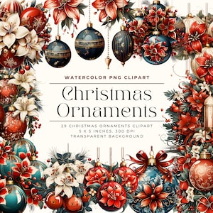 Christmas Ornaments clipart, Christmas Decorations clipart, Christmas clipart, Holiday clipart, Ornaments clipart, Commercial License
