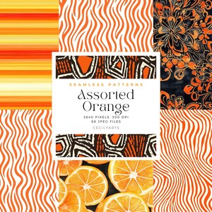 Etsy Digital Products Design: Sömlösa mönster i orange färg för hantverk och gör-det-själv-projekt