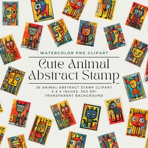 Colorful Stamp Graphics Clipart, Colorful animal stamp, abstract Graphics, Pop art clipart, Commercial Use, Digital clipart PNG