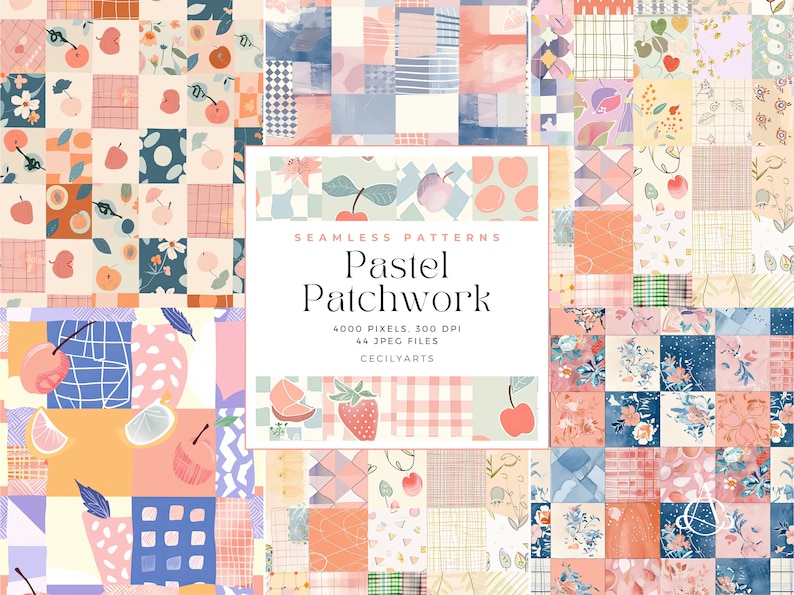 Pastel Patchwork Seamless Patterns | Quilted Scrapbook Papers for ...