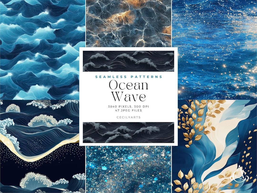 Ocean Wave Seamless Patterns: Sea Digital Paper (commercial Use) - Etsy