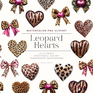 Leopard Hearts Cliparts, Happy Valentine&#39;s Day Clipart - Leopard Hearts PNG - Sublimation Designs - Cute Digital Art