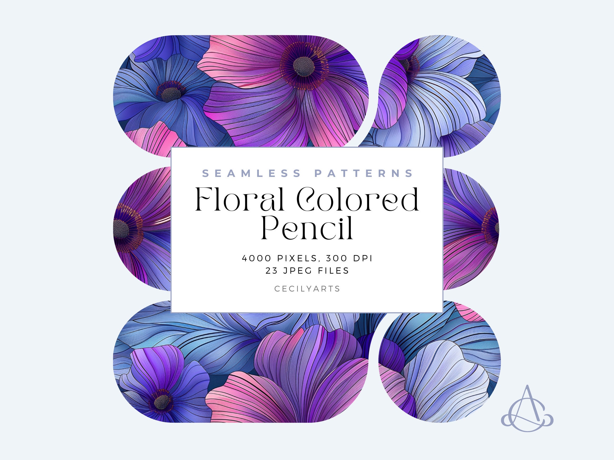 Floral Colored Pencil Seamless Patterns Bright Colorful Flower Pattern ...