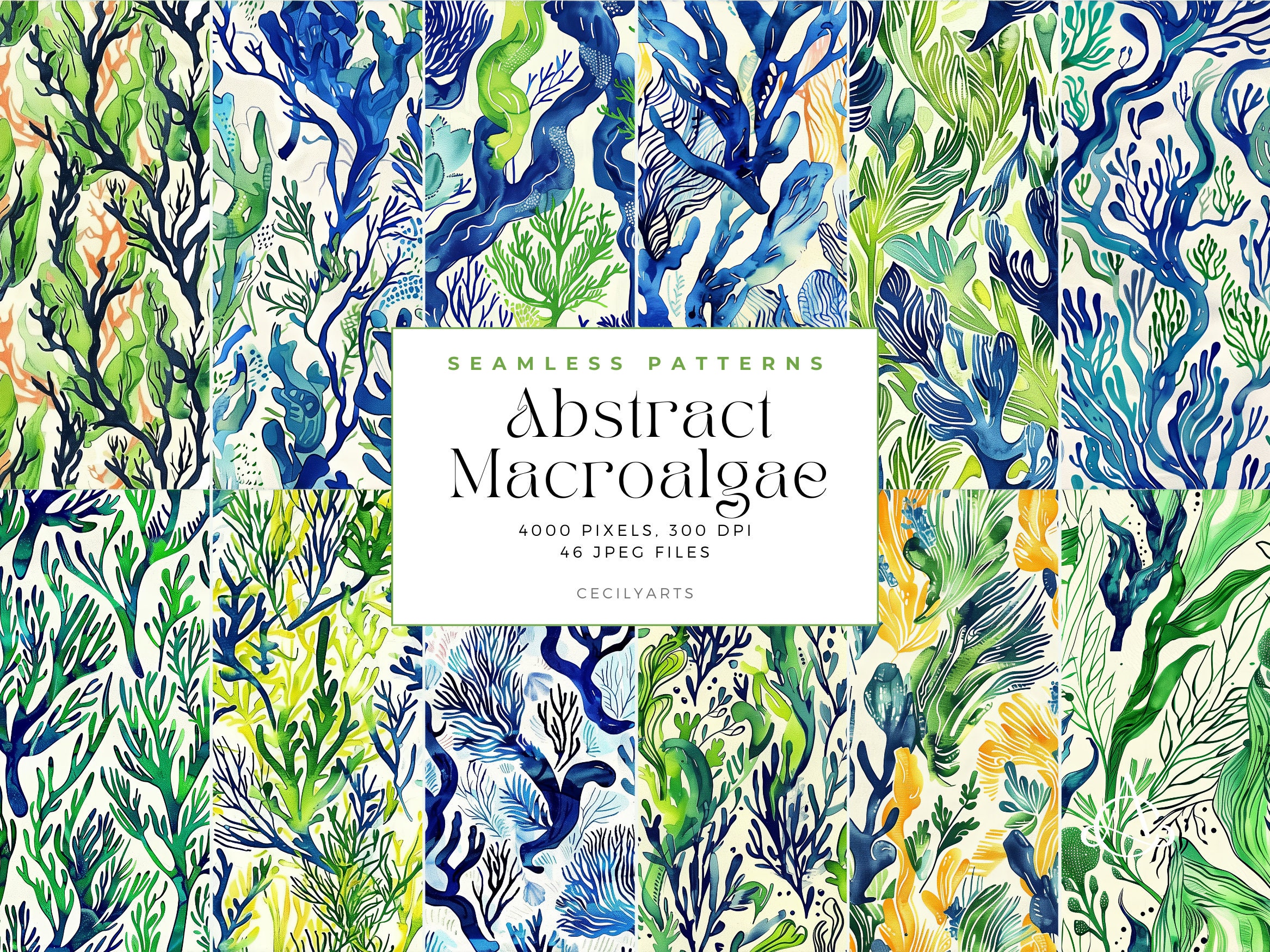 Microalgae Pattern Abstract Macroalgae Seamless Patterns, Seamless Patterns, Microalgae ...
