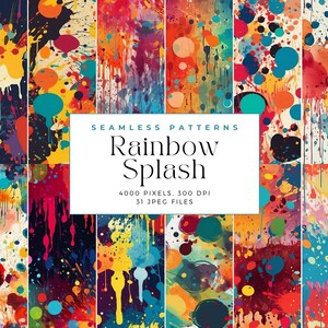 Rainbow Splash Patterns, Seamless Rainbow Splash Patterns, Splash ...