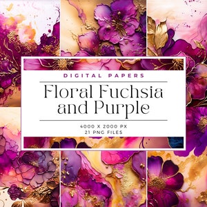 Floral Fuchsia and Purple Abstract Backgrounds, alcohol ink art, abstract background, invitation paper, Commercial Use, Digital paper