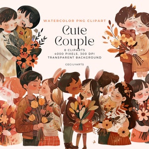 Cute Couple Cliparts, Digital Download, PNG Files, Girls, Junk Journal, Scrapbooking, Commercial License