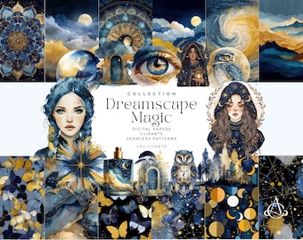 Celestial Cliparts: Boho Moon & Stars PNG Graphics (Digital Download)