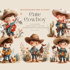 Cute Cowboy Clipart ,Digital Download, Baby Western Clipart, Baby Cowboy PNG, Junk Journal, Scrapbooking, Commercial License