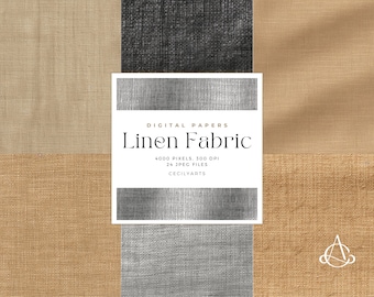 Papel digital com estampa de linho | Texturas realistas de tela para scrapbooking e fundos