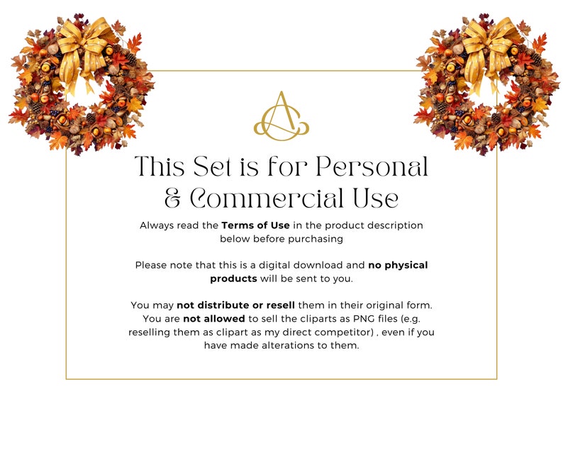 Watercolor Autumn Wreath Clipart: Fall Leaves (commercial License) - Etsy