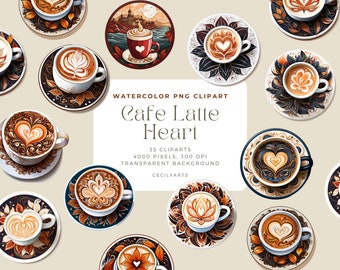 Valentine Cafe Latte Herz Clipart, Kaffee, Aquarell Kaffeetasse, Kaffee-Liebhaber, Latte Herz, Grußkarte Clipart, kostenlose kommerzielle Nutzung PNG