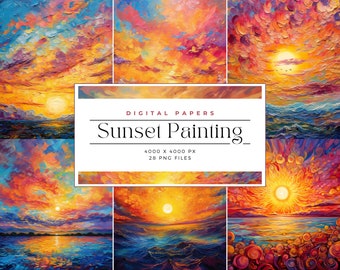Sfondi astratti di pittura al tramonto, pittura artistica, sfondo astratto, carta di invito, colori vivaci, uso commerciale, carta digitale