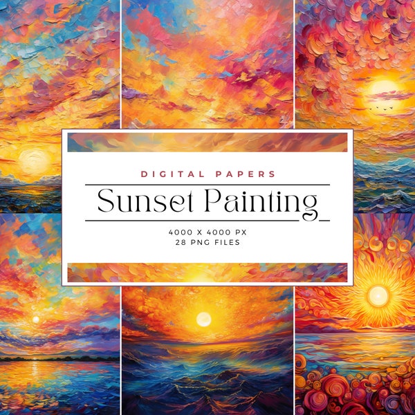 Sonnenuntergang Malerei abstrakte Hintergründe, Malerei Kunst, abstrakter Hintergrund, Einladungspapier, leuchtende Farben, kommerzielle Nutzung, digitales Papier