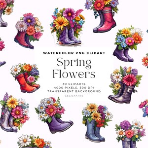 Spring Boots with flowers. Floral boots Clipart,Spring Flower Boots,Raining Boots Png, Elements, Commercial Use, Digital clipart PNG