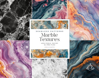 Marble Textures Seamless Patterns, Commercial Use Digital Download, Journaling, Watercolor Seamless Pattern Tiles