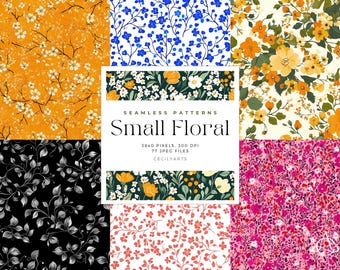 Small Floral Seamless Patterns: Watercolor Tiles (Digital Download)