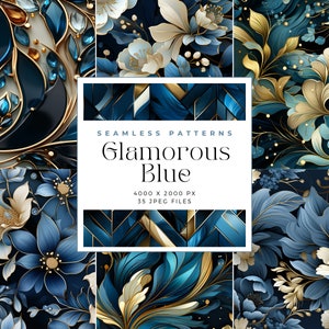 Carta digitale blu glamour senza cuciture, carta digitale glamour, uso commerciale, carta digitale senza cuciture