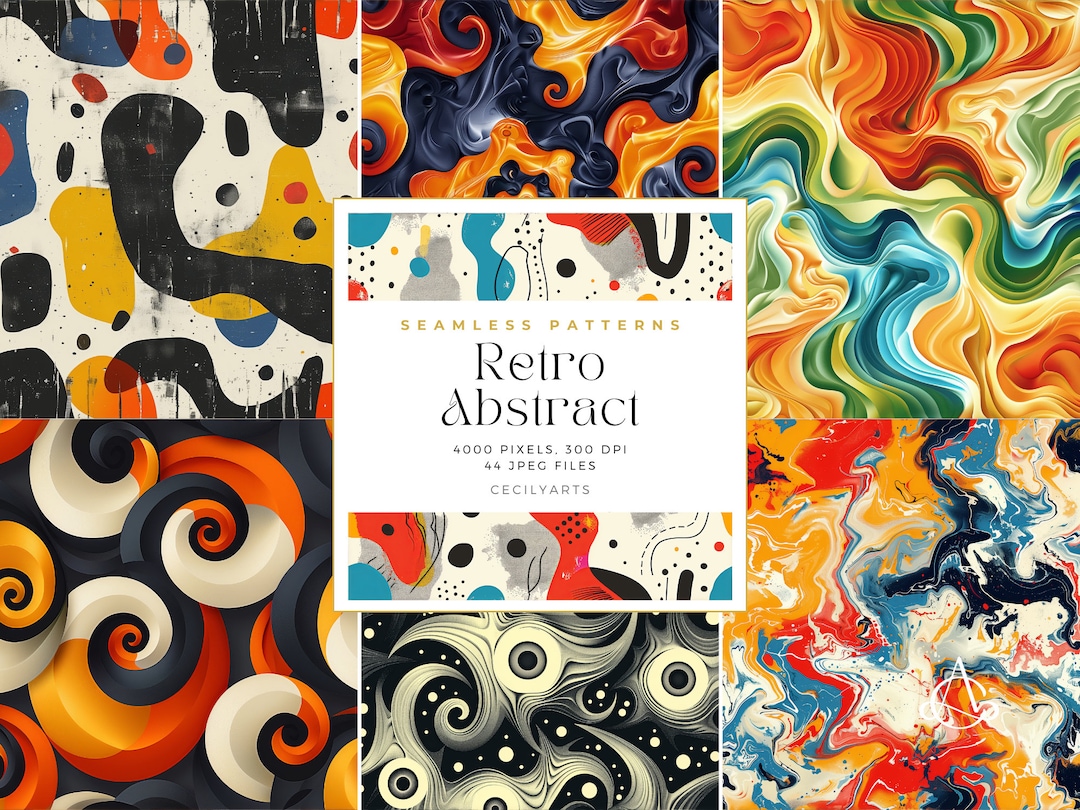 01 Abstract Seamless Pattern Retro Abstract Seamless Patterns, Commercial Use Digital Download ...