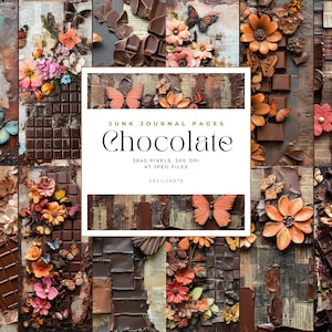 Chocolate Junk Journal Pages, Digital Download JPG, Decorative Paper, Junk Journal Pages, Collage Sheet, Commercial Use