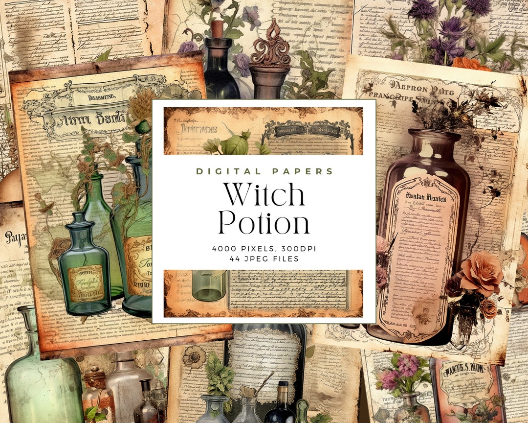 Junk Journal Printable Witch Potion Vintage Papers, Vintage Paper ...