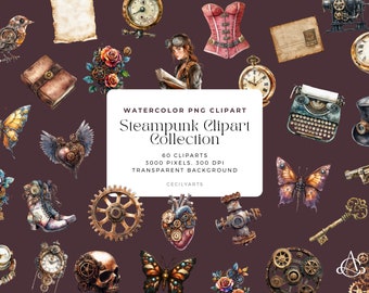 Steampunk Clipart Collection: Victorian Fantasy Art PNGs (Digital Download)