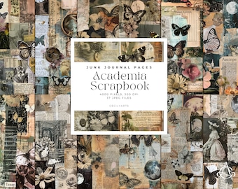 Academia scrapbook junk Journal Seite, bedruckbares Papier, Dark Academia, altes Buch, digitales Papier, Collage, Collage Sheet