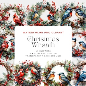 Aquarel kerstkrans clipart, krans clipart, commercieel gebruik, digitale download, kerst clipart, commerciële licentie