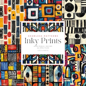 Inky Prints Seamless Patterns, Digital Paper, printable scrapbook paper, Digital Paper, seamless backgrounds