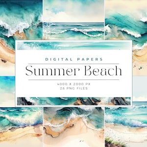Tropical Beach Landscapes, Beach Summer, Tropical Scenes, Digital Papers, Beach Backgrounds Commercial Use, Digital paper