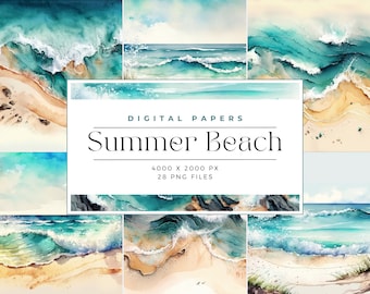 Tropical Beach Landscapes, Beach Summer, Tropical Scenes, Digital Papers, Beach Backgrounds Commercial Use, Digital paper