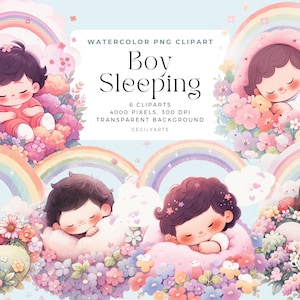 かわいい男の子の寝ているクリップアート、かわいい男の子のクリップアート、ベビーシャワーのクリップアート、性別発表のクリップアート、保育園のアート、商用ライセンス