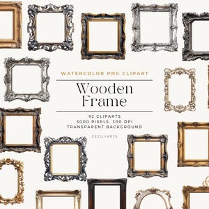 Wooden Frame Clipart, Vintage PNG Digital Download, Transparent Clipart for Scrapbooking, Rustic Frame Designs, DIY Projects