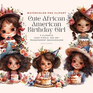 Schattig Afro-Amerikaans feestvarken, gelukkige verjaardag PNG, cake, babymeisje, papierambachten, scrapbooking