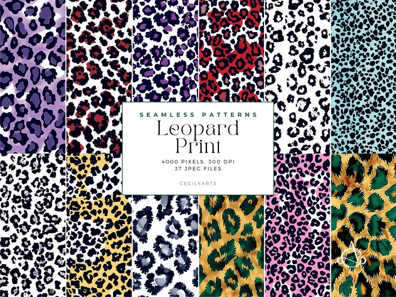 Leopard Print Seamless Patterns, Seamless Handrawn Floral Patterns ...
