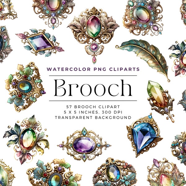 Vintage Brooch Cliparts - Digital Brooch - Gemstones Clipart - Floral Jewels - Digital Jewelry - Jewelry PNG - Commercial License