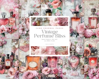Vintage Perfume Ephemera: Shabby Chic Junk Journal Kit (Digital Download)