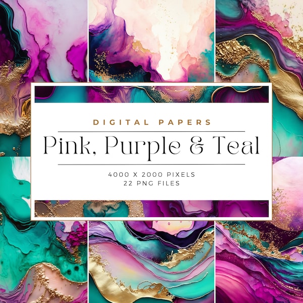 Purple, Pink and Teal Abstract Backgrounds, alcohol ink art, abstract background, invitation paper, Commercial Use, Digital paper