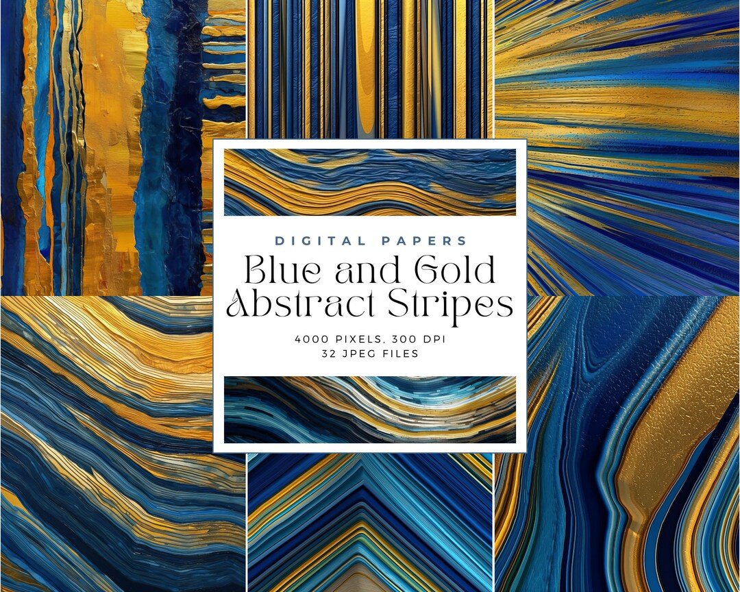 Blue and Gold Abstract Stripes Backgrounds, Alcohol Ink Art, Abstract ...
