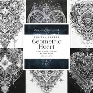 Tło Geometrycznego Serca, Tło Akwarelowe, Papier Cyfrowy Geometrycznego Serca, Tło Do Użytku Komercyjnego, Abstrakcyjna Grafika Dla Planistów