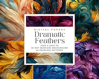 Colorful Feather Digital Paper, Feathers Digital Paper, Commercial Use, Digital paper