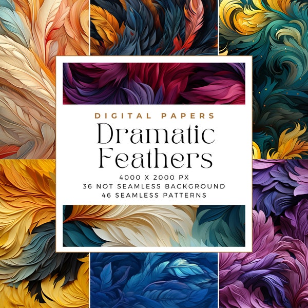 Colorful Feather Digital Paper, Feathers Digital Paper, Commercial Use, Digital paper