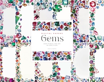 Gems Journal Papers, Shabby Chic, Printable Paper, Digital Kit, Digital Download Papers, Collage Sheet